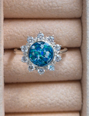 Memorial Flower Ring with CZ Memorial Flower Ring with CZ