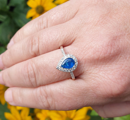 Memorial Silver Pear Shape Ring