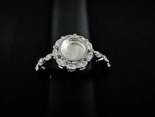 Silver Marquise ring with Round Stone