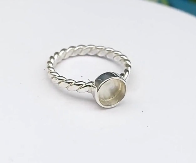 Silver Twist Oval Ring