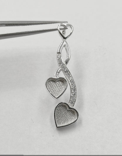 Two Heart CZ Pendant