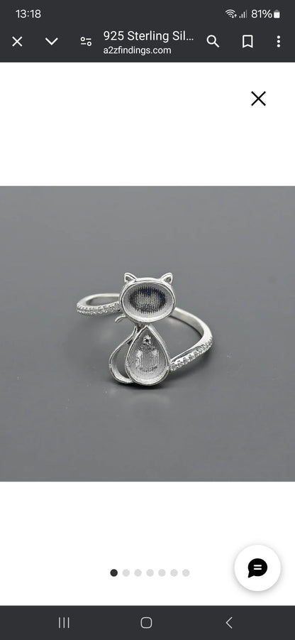 Silver CZ Cat Ring