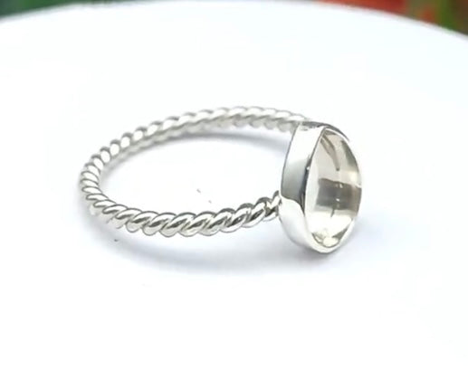 Silver Twist Tear Drop Ring