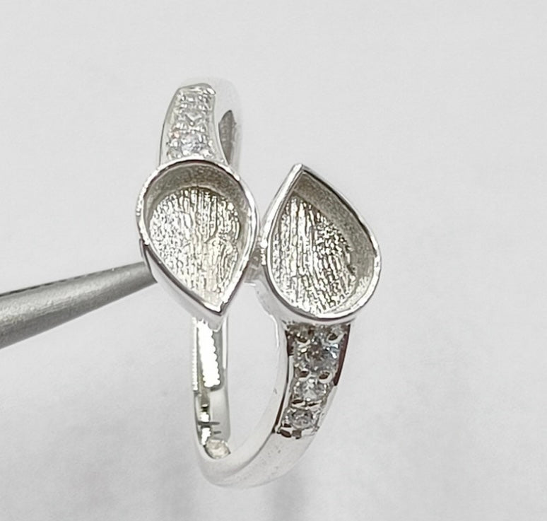 Silver Double Pear shaped Ring