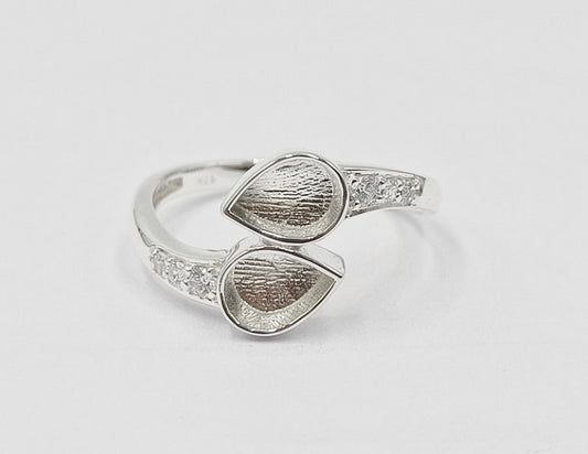 Silver Double Pear shaped Ring