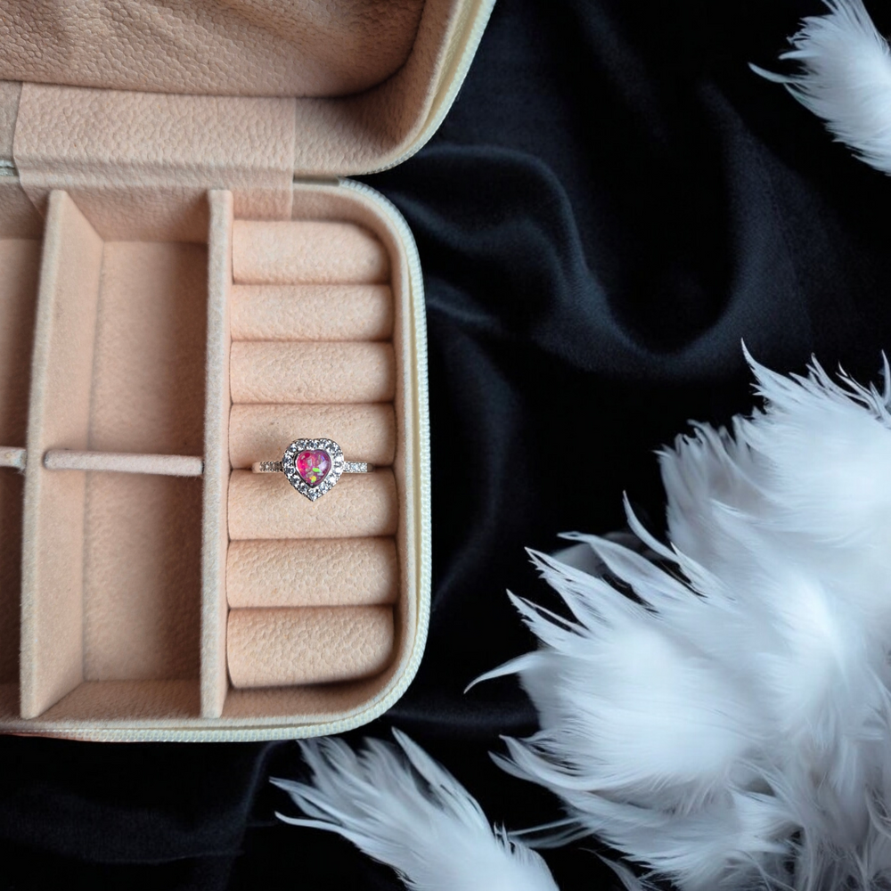 Memorial Silver Diamanté Heart Ring