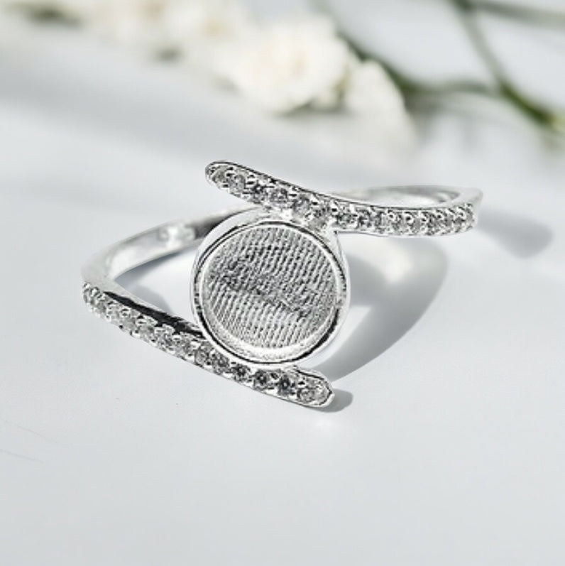 Silver CZ Round Bezel Ring